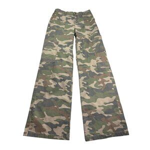 No Boundaries Camouflage Cargo Pants XS (0-2) Wide Leg Elastic Waist 7 Pockets